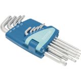 Slika KLJUC TORX KOTNI V 9-DELNI GARNITURI V KROGELNO GLAVO,  TX9-TX45 - TECWERK