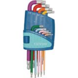Slika KLJUC TORX KOTNI BARVNI V 9-DELNI GARNITURI,  TX9-TX45 - TECWERK