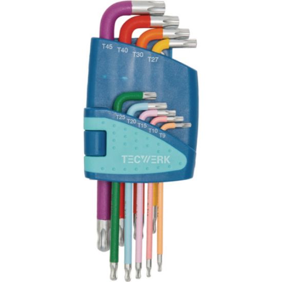 KLJUČ KOTNI v 9-delni gar. TX9-TX45 ,s krogelno glavo, barvni ,TECWERK