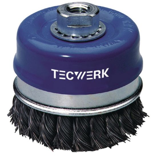 ŠČETKA ŽIČNA LONČASTA POSUKANA ZA KOTNO BRUSILKO D65mm/0,35mm M14 ,TECWERK