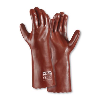 Slika DELOVNE ROKAVICE ZA KEMIKALIJE,PVC,RDEČE, DOLŽINE 40 CM,TEXXOR 2172, VEL.10