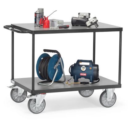 Slika Voziček transportni v dveh etažah, antracitno sive barve RAL 7016, Fetra