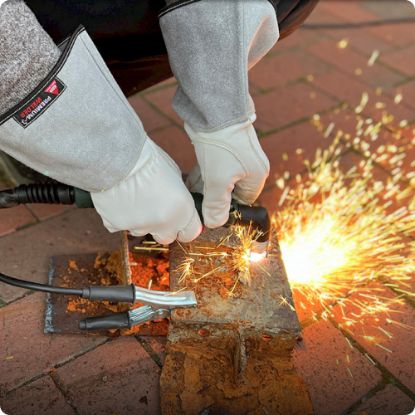 Slika Rokavice delovne za varilce Aruba, belo-sive barve, Hase 403850