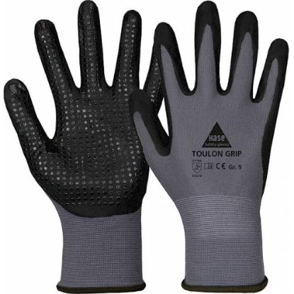 Slika Rokavice večnamenske Toulon Grip s prevleko iz nitrilne pene, sivo-črno, Hase 50