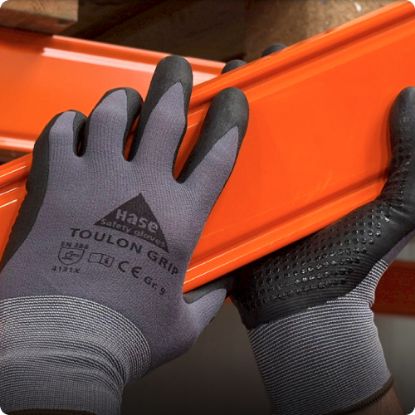 Slika Rokavice večnamenske Toulon Grip s prevleko iz nitrilne pele, sivo-črno, Hase 50
