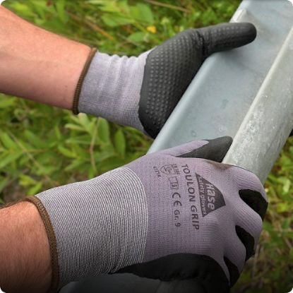 Slika Rokavice večnamenske Toulon Grip s prevleko iz nitrilne pele, sivo-črno, Hase 50