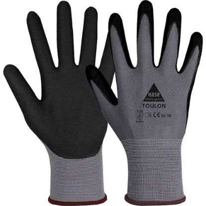 Slika Rokavice večnamenske Toulon s prevleko iz nitrilne pene, sivo-črne, Hase 508681