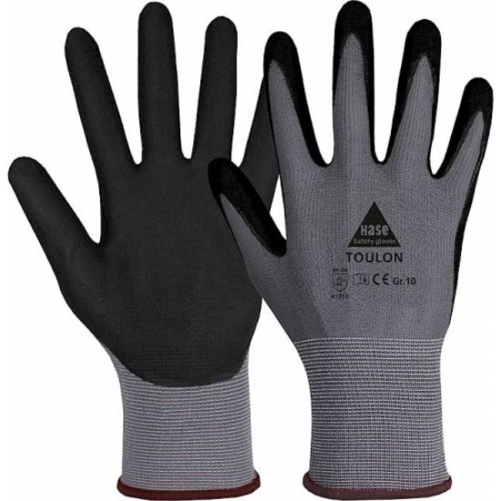 Rokavice večnamenske Toulon s prevleko iz nitrilne pene, sivo-črne, Hase 508681