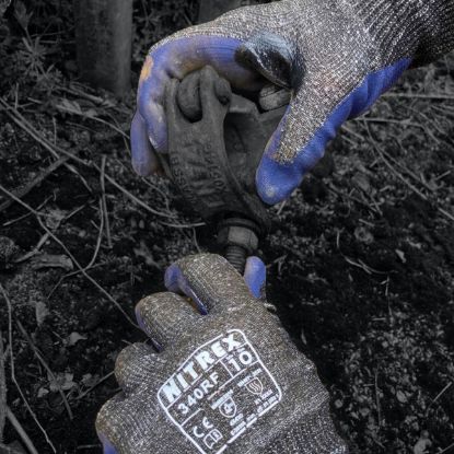 Slika Rokavice protiurezne CUT D s prevleko iz nitrilne pene, sivo-modre, NITREX 340RF