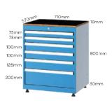 Slika PREDALNIK S 6 PREDALI (2X75, 2X100, 125, 200 MM), 800X710X570MM, RAL5015