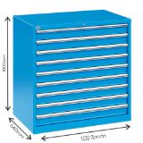 Slika PREDALNIK ZA ORODJE 1023X640X1000MM, Z 9-IMI IZVLEČNIMI PREDALI RAL5015, RL100 9