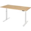 Električna dvižna pisalna miza z ploščo iz bukovega lesa, svetlo siva