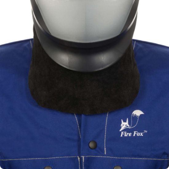 ZAŠČITA SPREDNJEGA DELA VRATU IZ GOVEJEA USNJA Z RAZPORKOM ČRNE BARVE, WELDAS 44