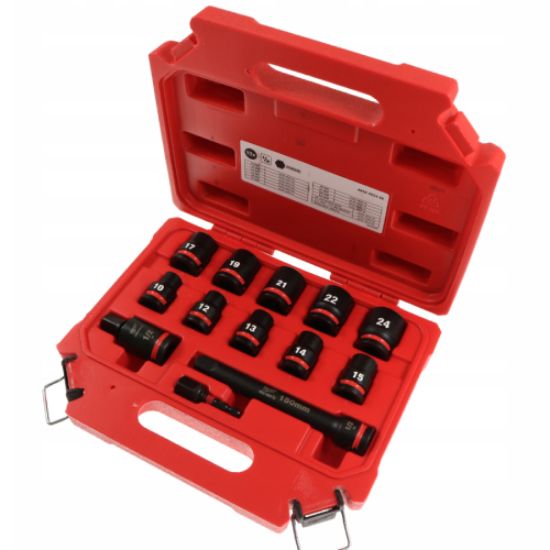 13-DELNA GAR. UDARNIH NASADNIH KLJUČEV 1/2" 10-24 MM Z ADAPTERJEM 1/4", PODALJŠK