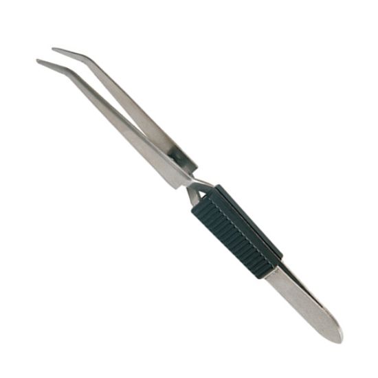 Cross-lock soldering tweezers curved tips, stainless steel ,TECWERK
